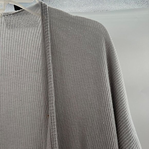 By Together Women's Short Sleeve Open Cardigan Gray/Ivory Size S/M Striped - Picture 4 of 8